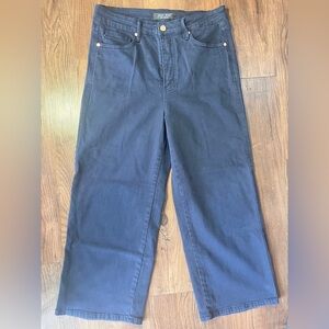 Judy Blue Jeans Womens 11/30 High Waist Garment Dyed Tummy Control Wide Leg Crop